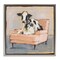 Stupell Industries Baby Cow on Pink Couch Framed Floater Canvas Wall Art